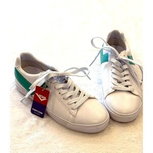 Pony Low Top Top Star Sneakers White Green Leather Lace Up Womens 9 Men 7.5